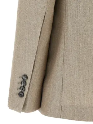 Maxi split blazer 100% virgin wool AMI PARIS Beige