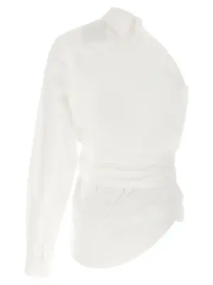 One-shoulder shirt J021105312001 MOSCHINO White
