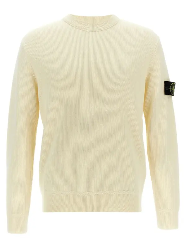 Logo badge sweater STONE ISLAND White