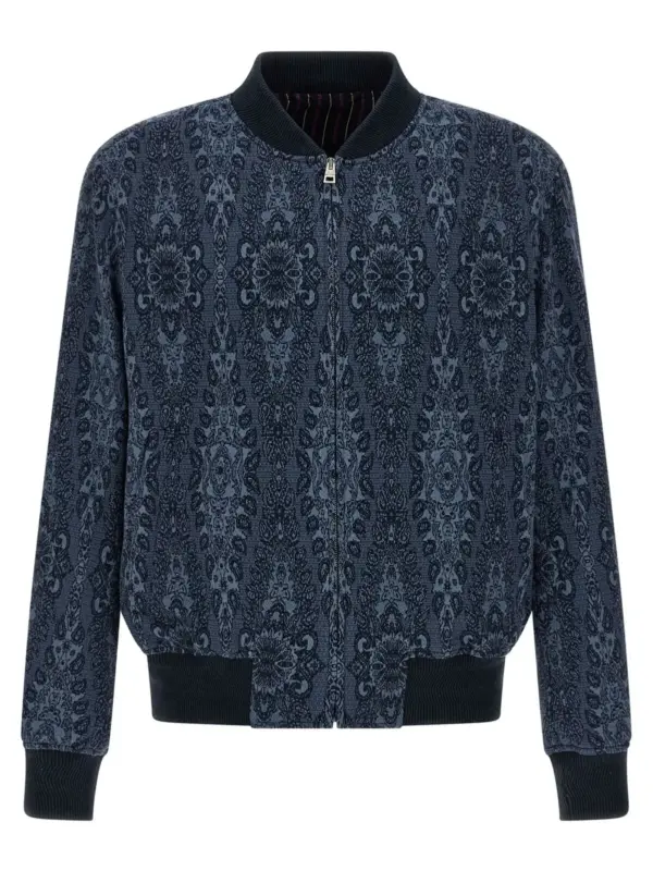 Jacquard bomber jacket ETRO Blue