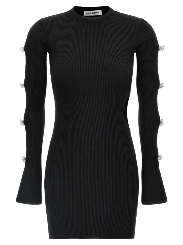 'Cut-Out Crystal Bow' dress MACH & MACH Black