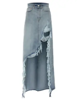'Destroyed Denim Maxi Skirt' skirt VETEMENTS Blue