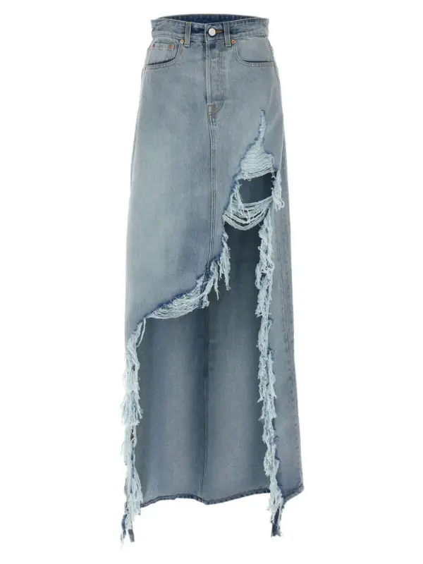 'Destroyed Denim Maxi Skirt' skirt VETEMENTS Blue