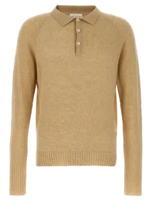 Bouclé cotton polo shirt MA'RY'YA Beige