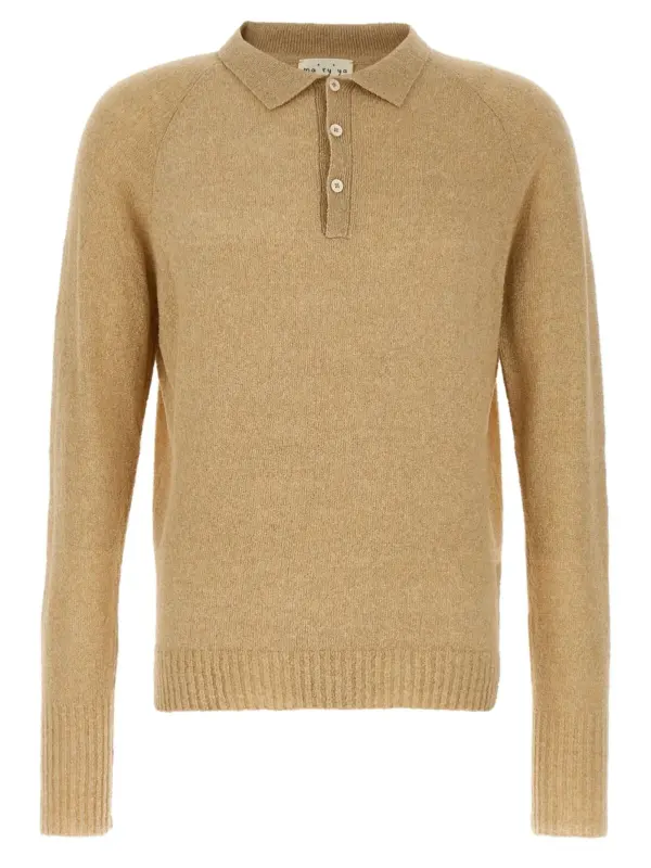 Bouclé cotton polo shirt MA'RY'YA Beige