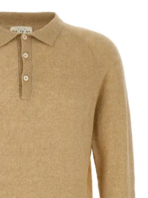 Bouclé cotton polo shirt Man MA'RY'YA Beige