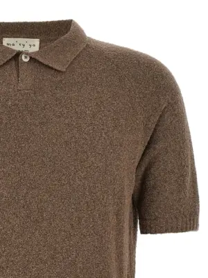 Bouclé cotton polo shirt Man MA'RY'YA Beige