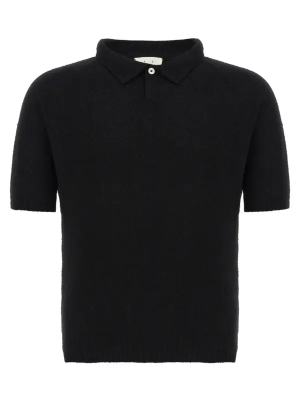 Bouclé cotton polo shirt MA'RY'YA Black
