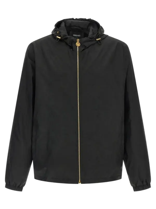 'Barocco' jacquard windbreaker VERSACE Black