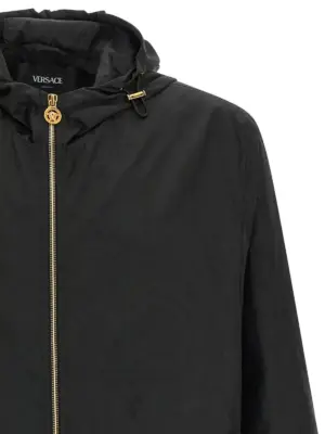 'Barocco' jacquard windbreaker Man VERSACE Black