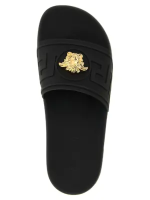 'La Medusa' slides 60% glass 20% re 10% polyester 10% metal VERSACE Black