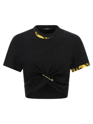'Barocco' double layer T-shirt VERSACE Black