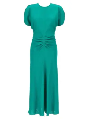 'Gathered Waist Midi' dress VICTORIA BECKHAM Green