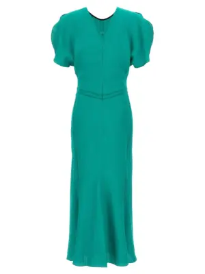 'Gathered Waist Midi' dress 1125WDR005227APEACOCK VICTORIA BECKHAM Green