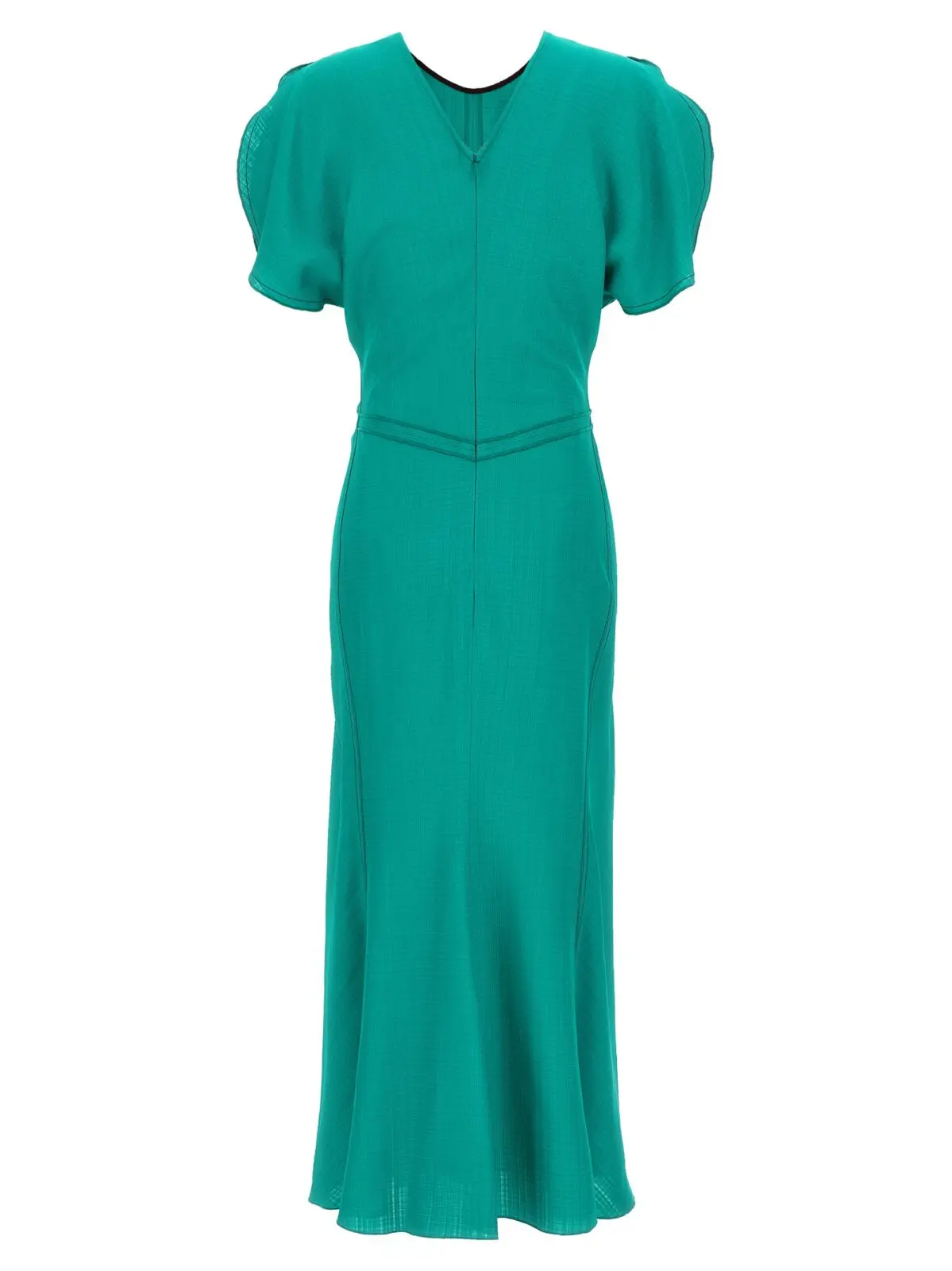 Сукня Victoria Beckham Gathered Waist Midi Зелена 2 'Gathered Waist Midi' dress 1125WDR005227APEACOCK VICTORIA BECKHAM Green
