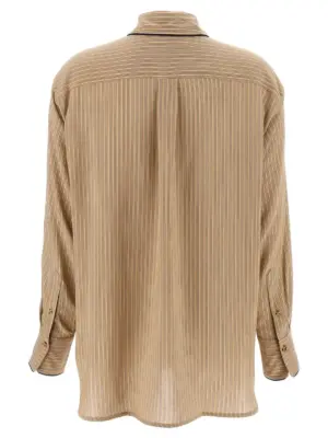 'Piping Detail Pyjama' shirt 1125WSH006013ATOBACCOMIDNIGHT VICTORIA BECKHAM Brown