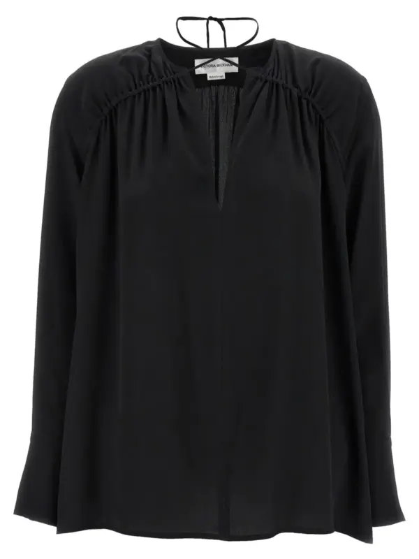 'Gather Detail Tie' blouse VICTORIA BECKHAM Black