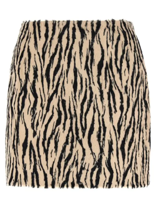 'Printed Faux Fur' skirt ROTATE BIRGER CHRISTENSEN White/Black