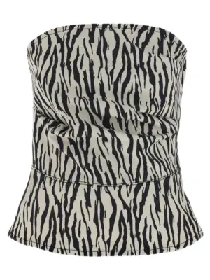'Printed Denim' top ROTATE BIRGER CHRISTENSEN White/Black