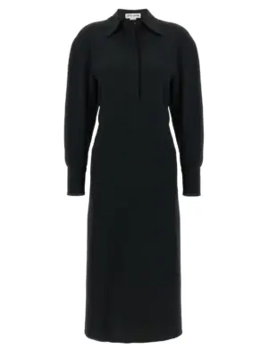 'Long Sleeve Polo Collar Midi' dress VICTORIA BECKHAM Black