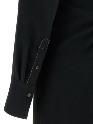 'Long Sleeve Polo Collar Midi' dress 50% viscose 47% acetate 3% elastane VICTORIA BECKHAM Black