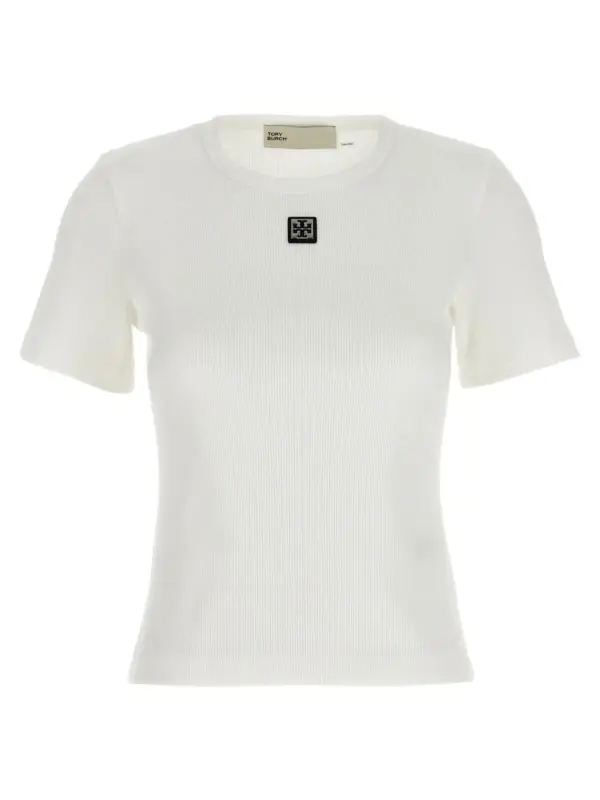 Logo plaque t-shirt TORY BURCH White