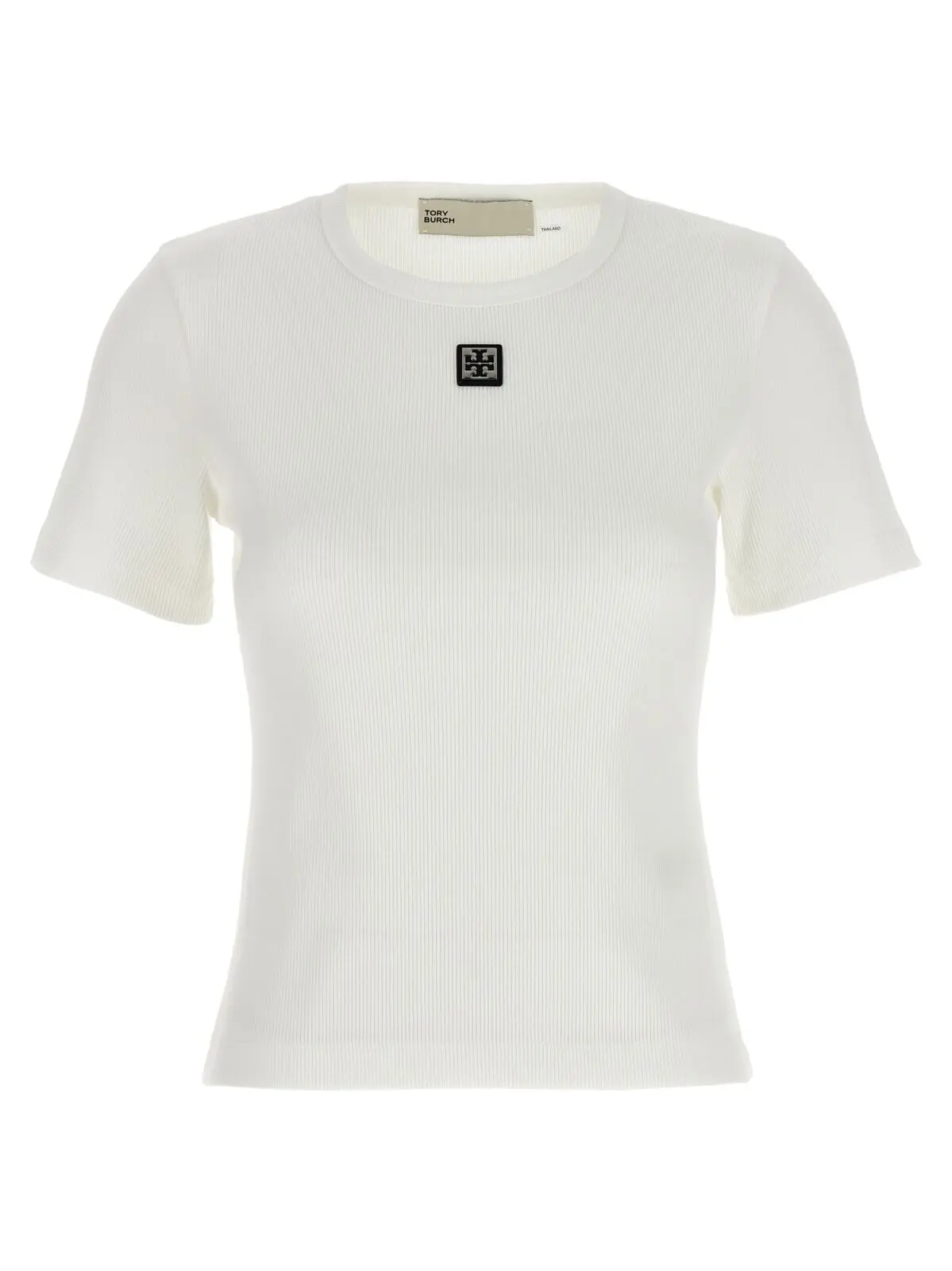 Футболка з логотипом Logo plaque Tory Burch Біла 1 Logo plaque t-shirt TORY BURCH White
