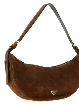 'Prada Demi-Lune' large shoulder bag Woman PRADA Brown