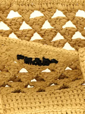 Crochet logo handbag 100% viscose PRADA Beige