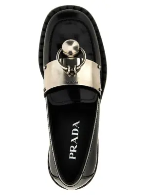 Piercing loafers 100% calfskin leather (Bos Taurus) PRADA Black
