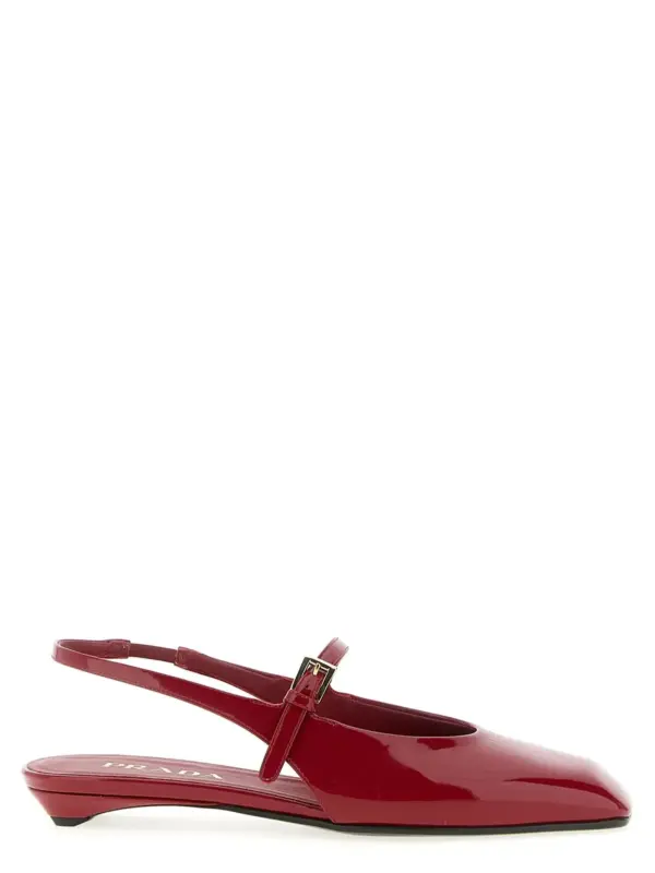 Patent leather slingback PRADA Red