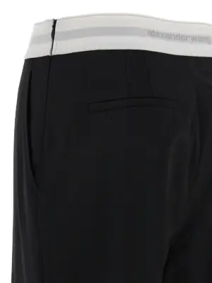 Logo elastic pants 86% wool 9% polyamide 5% elastane ALEXANDER WANG White/Black