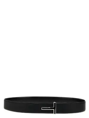 Logo leather belt TOM FORD Black
