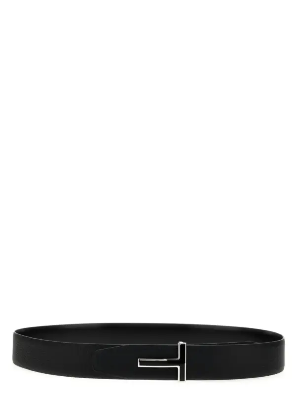 Logo leather belt TOM FORD Black