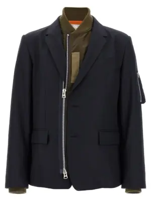 Bomber insert blazer SACAI Blue