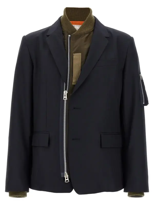 Bomber insert blazer SACAI Blue