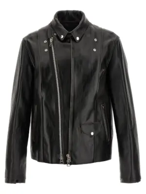 Leather biker jacket SACAI Black