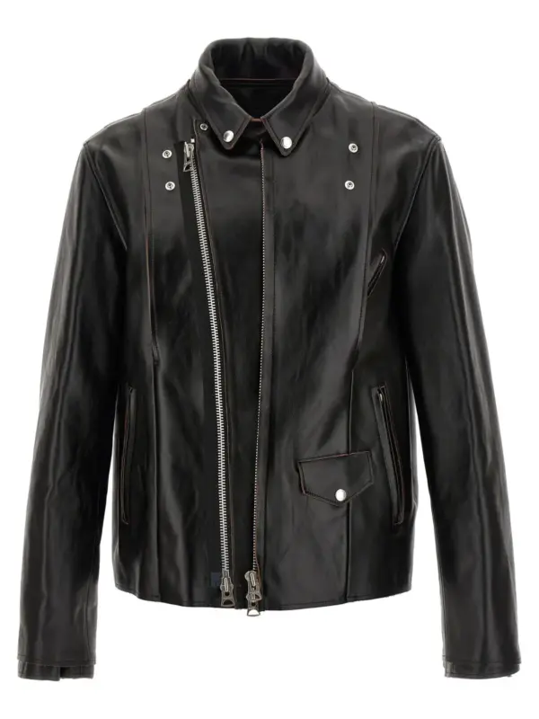 Leather biker jacket SACAI Black
