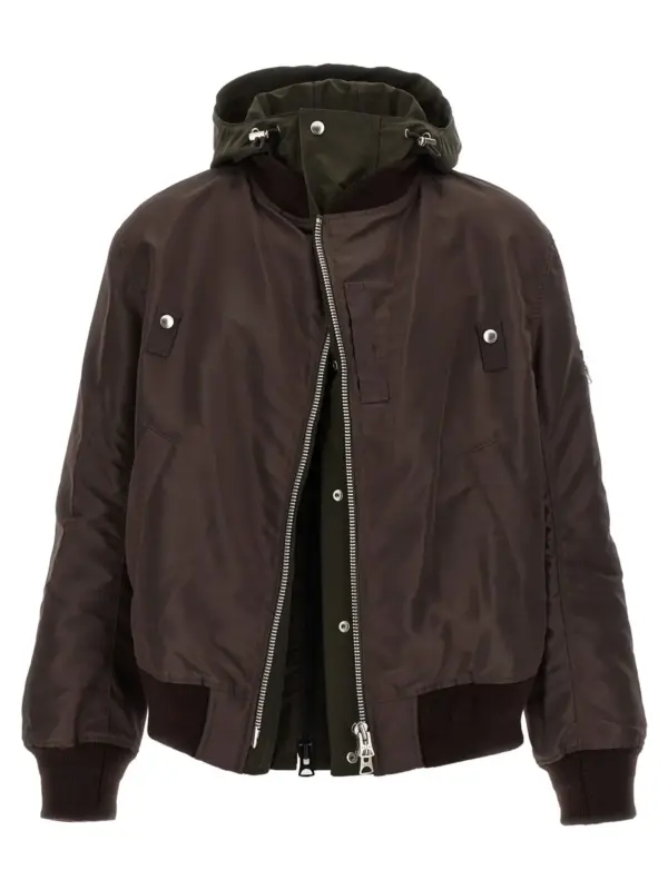 Hooded bomber jacket SACAI Brown