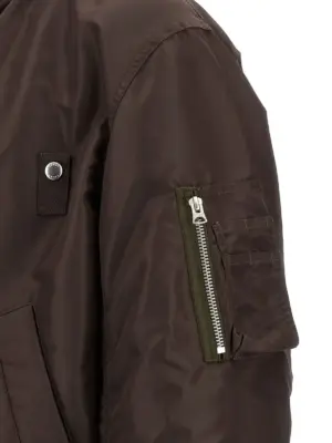 Hooded bomber jacket 100% nylon SACAI Brown