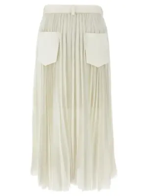 Pleated denim skirt 2507829151 SACAI White