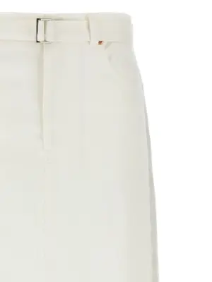 Pleated denim skirt Woman SACAI White