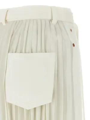 Pleated denim skirt 100% cotton SACAI White