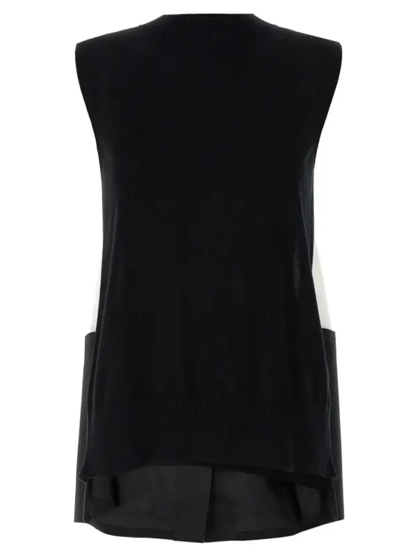Patchwork vest SACAI White/Black