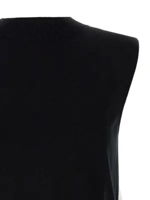 Patchwork vest Woman SACAI White/Black