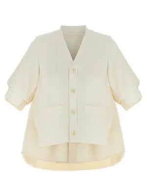 'Suiting Mix Knit' cardigan SACAI White