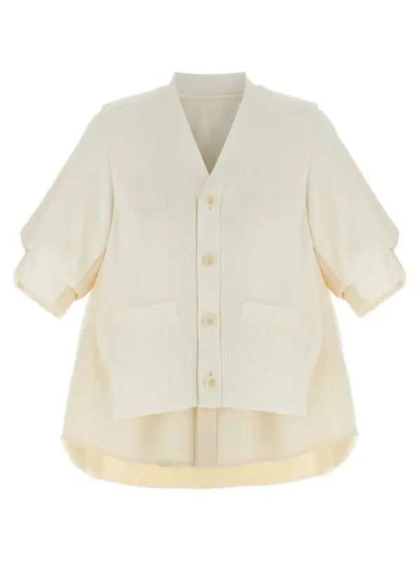 'Suiting Mix Knit' cardigan SACAI White