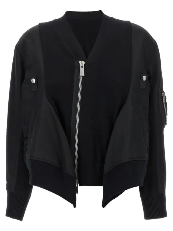 Nylon insert cardigan SACAI Black