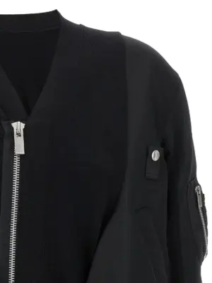 Nylon insert cardigan Woman SACAI Black