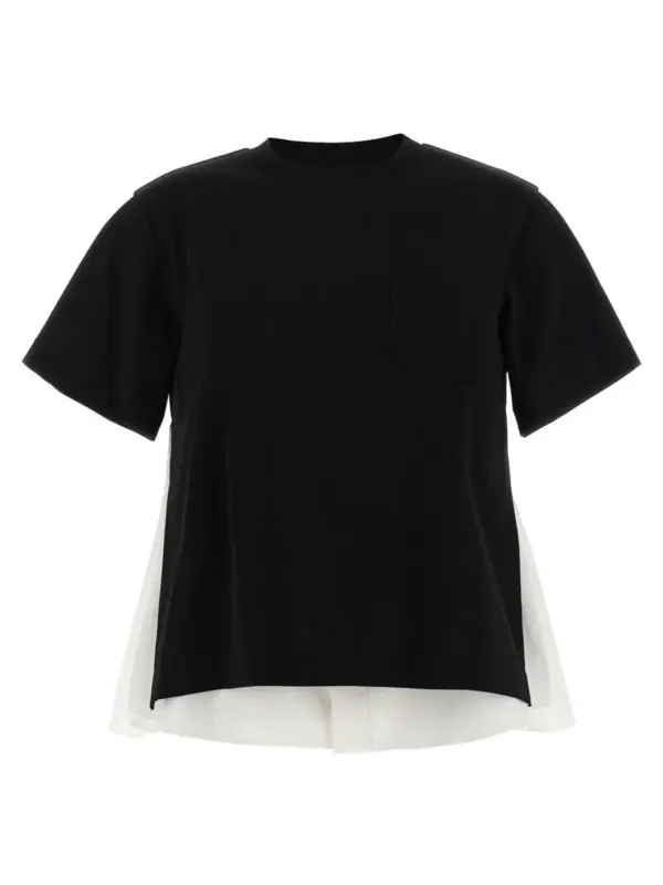 Double layer t-shirt SACAI White/Black